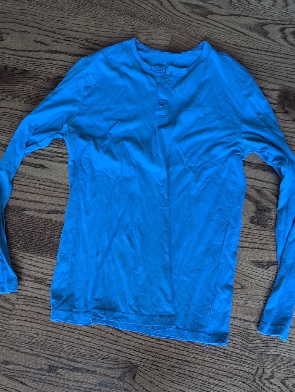 True Classic Men's Long-Sleeve Henley Shirt in Bright Blue